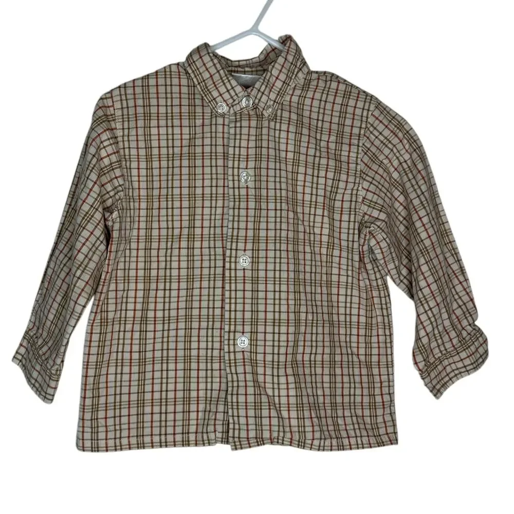 Lttle Bitty Button Down Shirt Baby Boys 24 Months Brown Plaid Long Sleeve‎